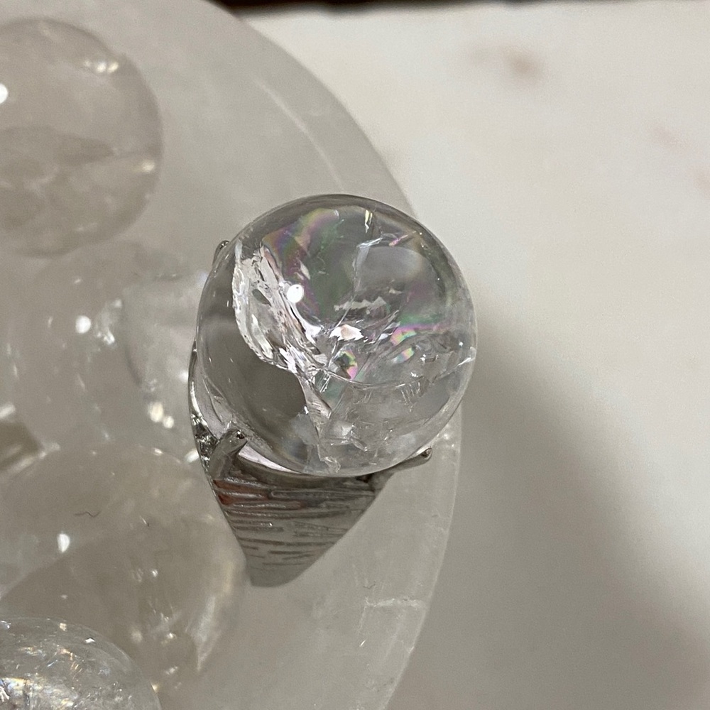 Clear Quartz Sphere Ring | Crystal Ball Statement… - image 4
